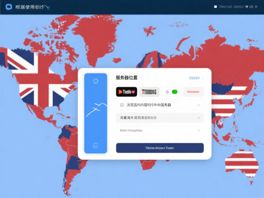 选择服务器位置
根据使用目的选择合适的服务器。例